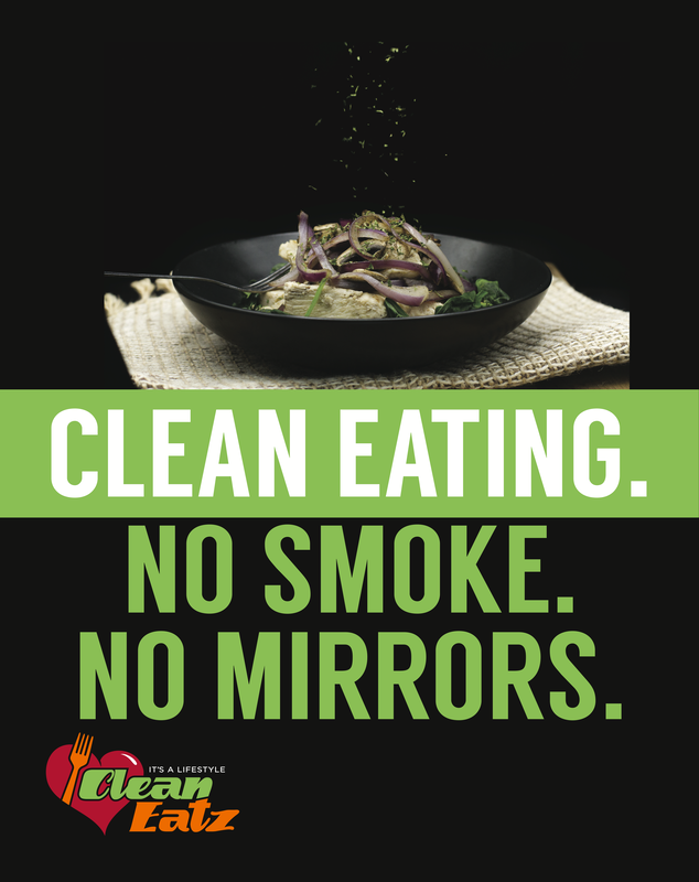 Floor sign ad for the Clean Eatz brand